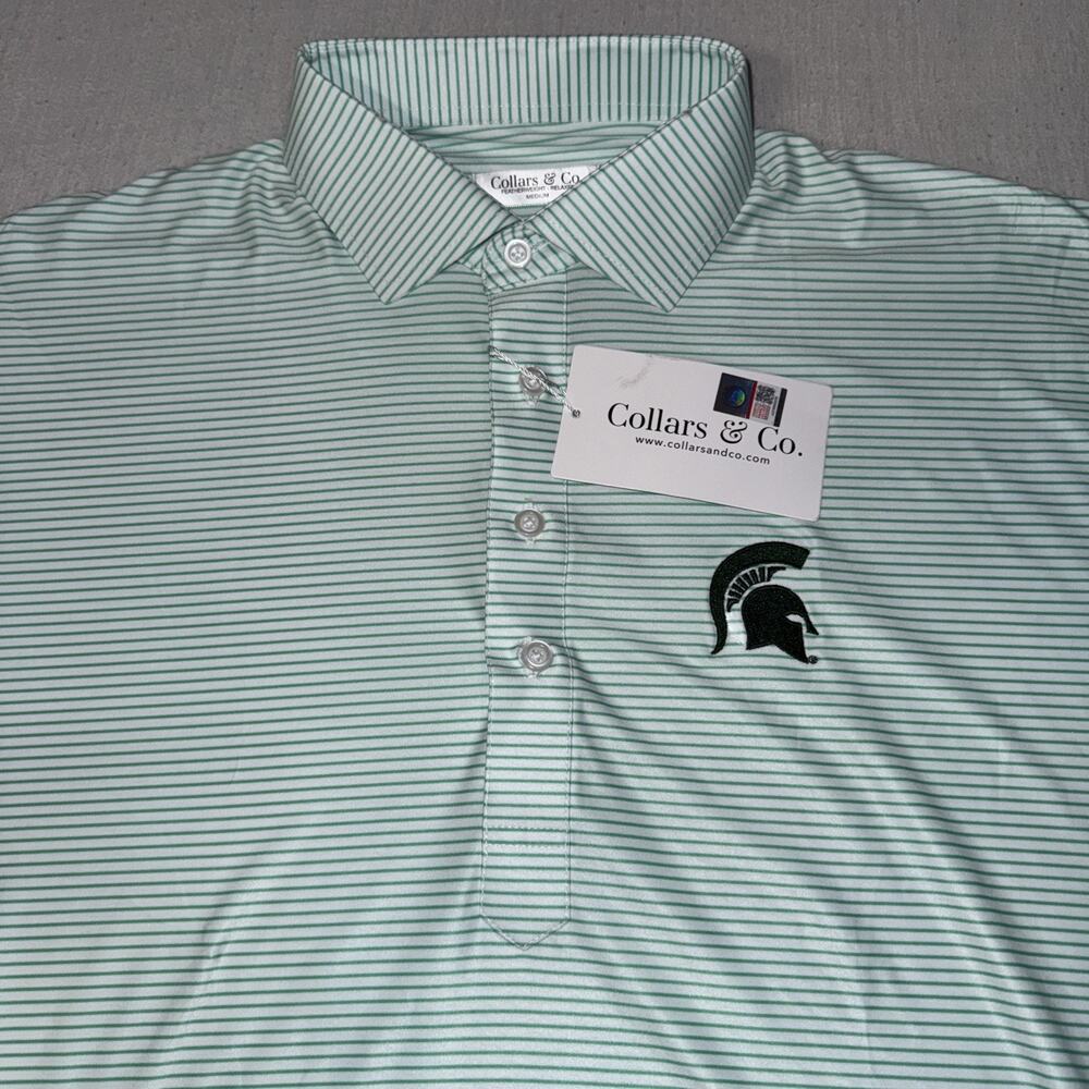 Collars & Co Michigan State Spartans Green Stripe Featherweight Relaxed M NWT